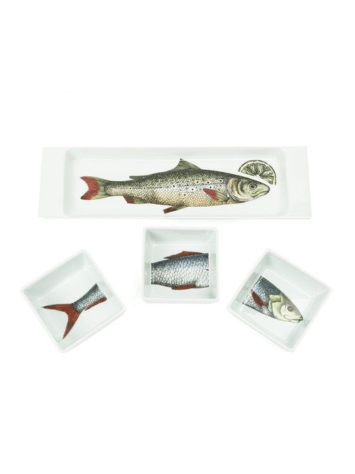 Fornasetti fish serving set - White