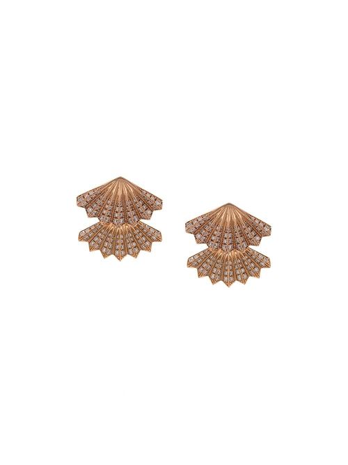 Anita Ko 18kt rose gold double-fan diamond earrings