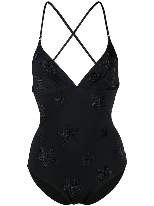 Stella McCartney crystal-star strappy-back swimsuit - Black