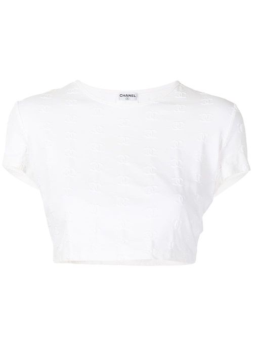 CHANEL Pre-Owned 1997 CC logo-embroidered cropped T-shirt - White, £7522.00