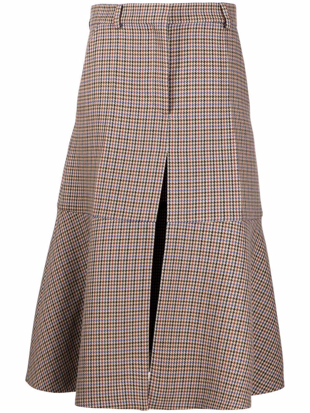 Stella McCartney houndstooth-pattern wool skirt - Neutrals