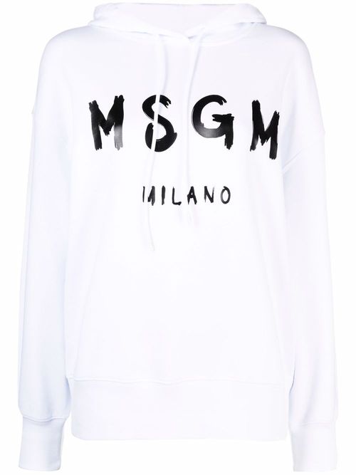 MSGM logo-print cotton hoodie...