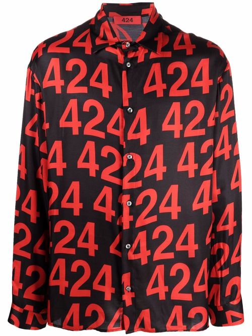 424 logo button-down shirt -...