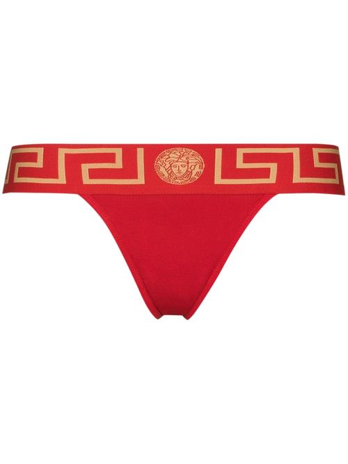 Versace Greca-print cotton thong - Blue, £60.00