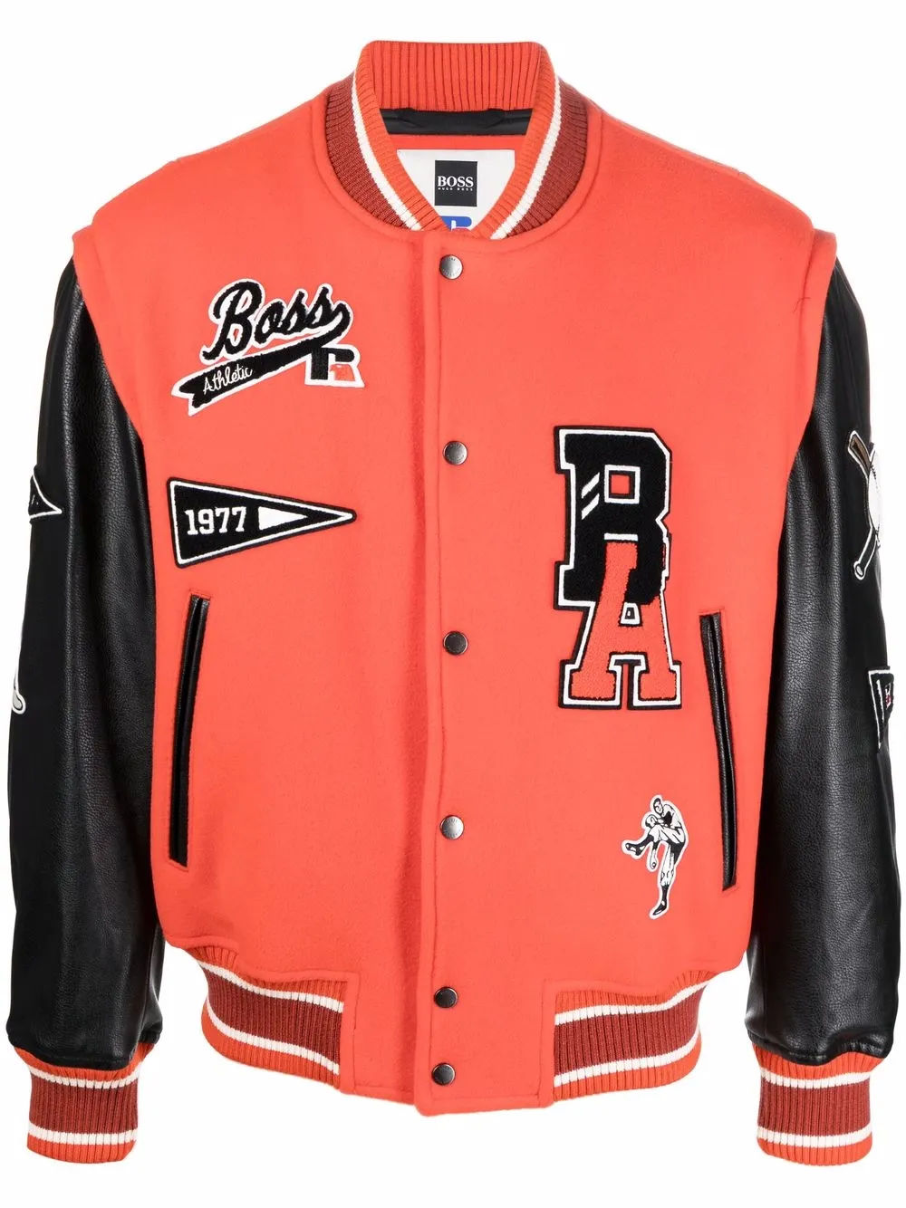BOSS x Russell Athletic logo bomber jacket Orange Compare Port