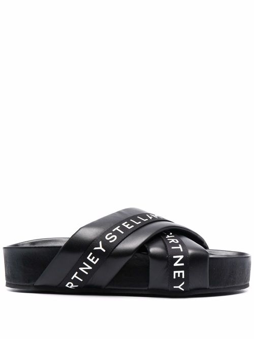 Stella McCartney logo tape platform sandals - Black, £360.00