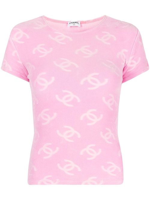 CHANEL Pre-Owned 1990s CC logo-embroidered cropped T-shirt - Pink, £7618.00