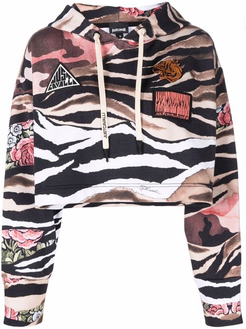 Just Cavalli Painted floral-print Hoodie - Farfetch