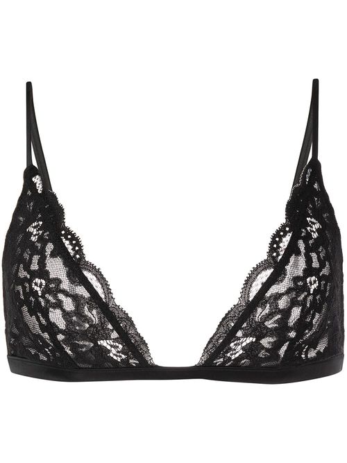 Black Triangle Line Patterned Bra