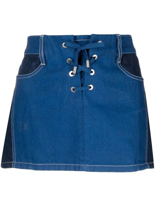 DION LEE, Darted Denim Mini Skirt