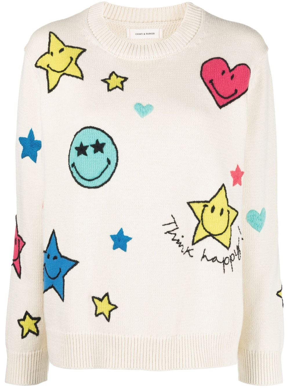 Chinti and Parker SmileyWorld embroidered smiley jumper