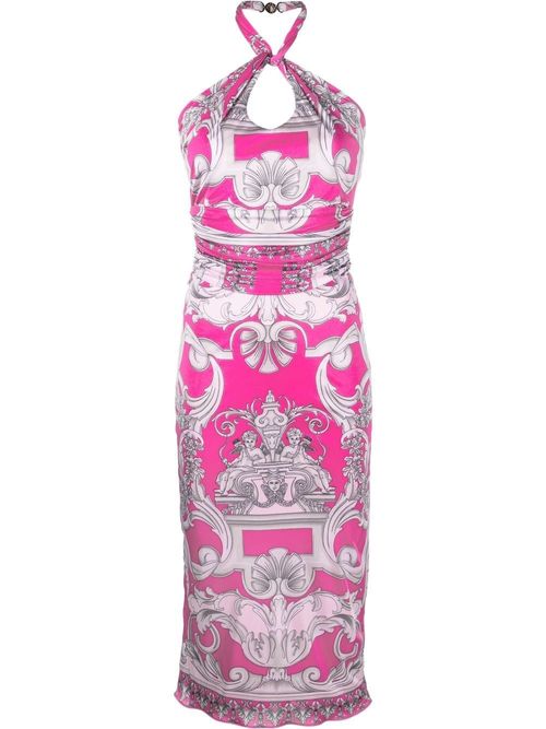 Medusa '95 belted midi dress in pink - Versace