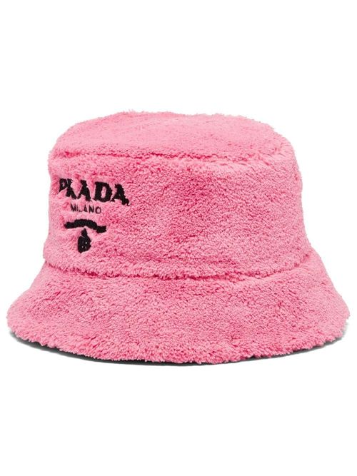 Prada Logo-plaque Shearling Bucket Hat in Pink