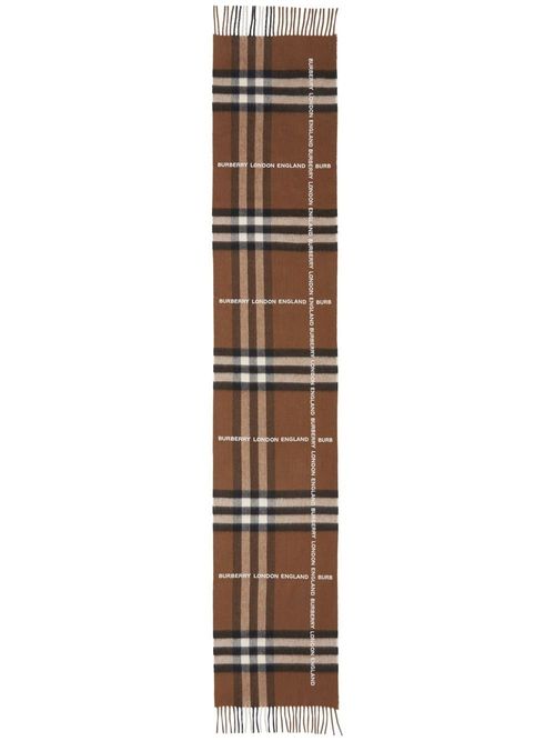 Burberry logo-check cashmere...