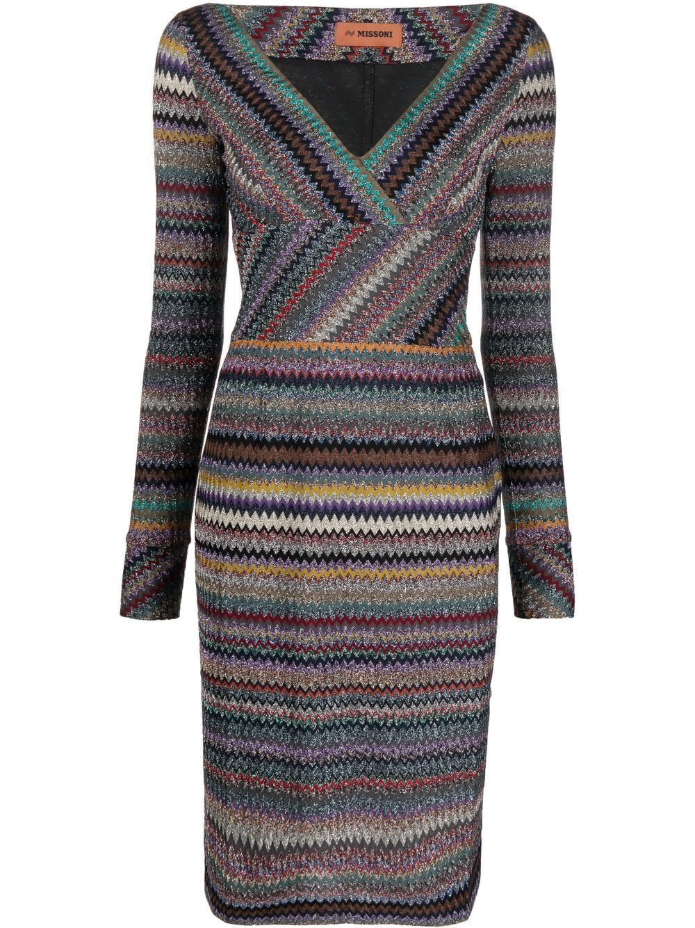 Missoni V-neck stripe dress - Black | £432.00 | Closer