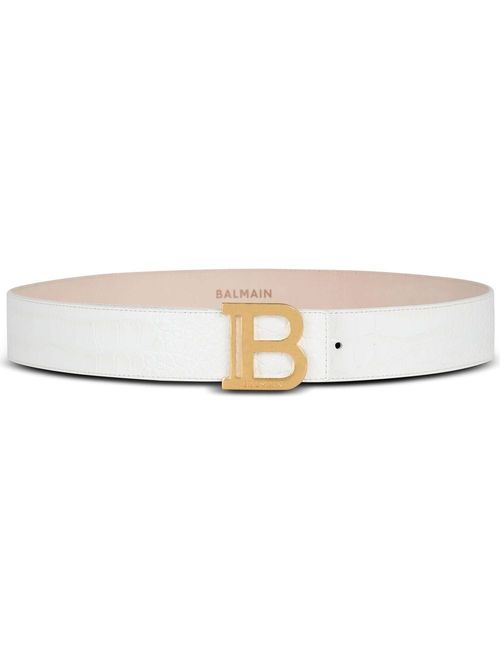 Alberta Ferretti logo-buckle crocodile-embossed Leather Belt