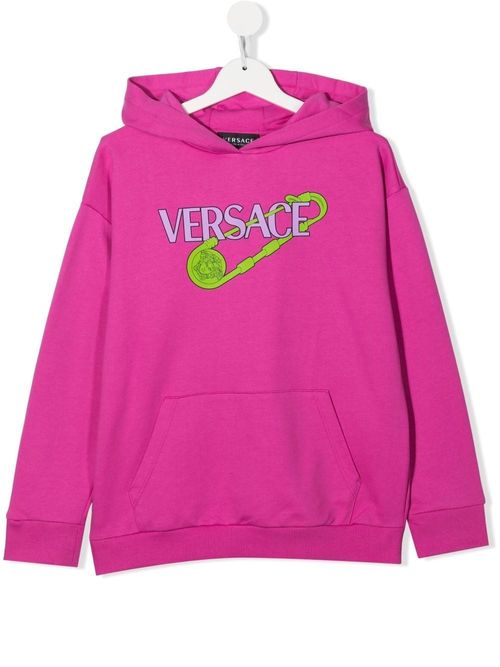 Versace logo-print Cotton Hoodie - Farfetch