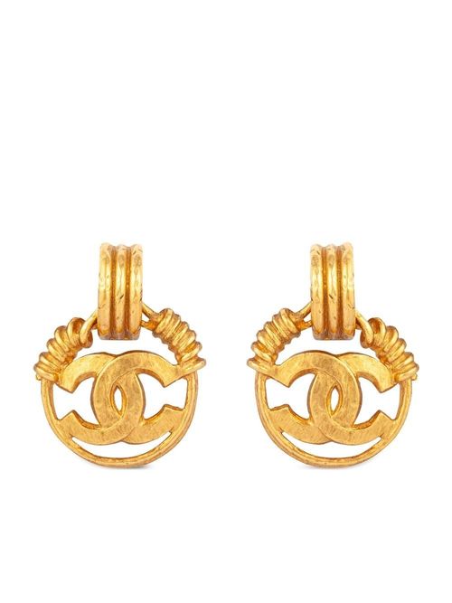 CHANEL Pre-Owned 1994 CC Dangling clip-on Earrings - Farfetch