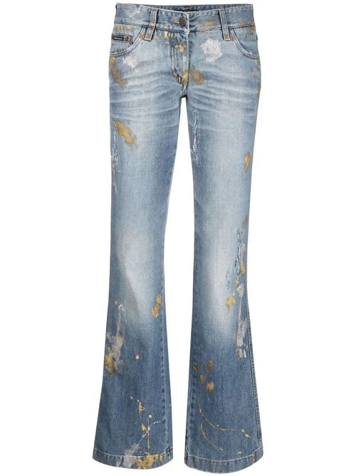 John Galliano Pre-owned 2000s logo-embroidered Boyfriend Jeans - Blue