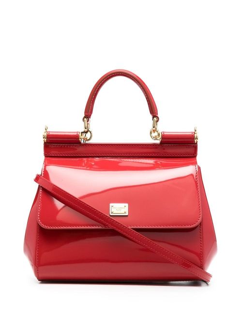 Sicily Small Leather Shoulder Bag in Red - Dolce Gabbana