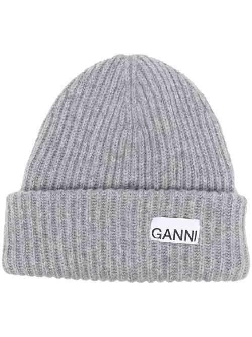 GANNI logo-patch rib-knit...