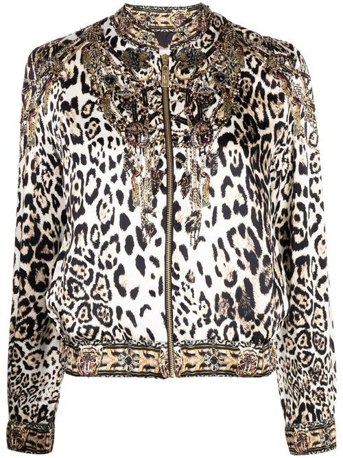 Hver uge Grusom instruktør Camilla all-over leopard-print bomber jacket - Black | £830.00 | Grazia