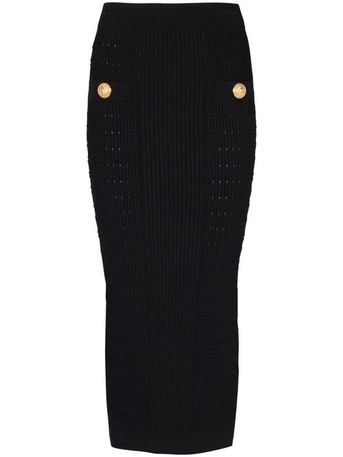 Balmain ribbed-knit pencil...