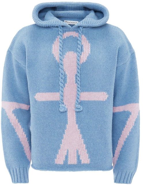 JW Anderson Anchor logo-detail hoodie - Blue