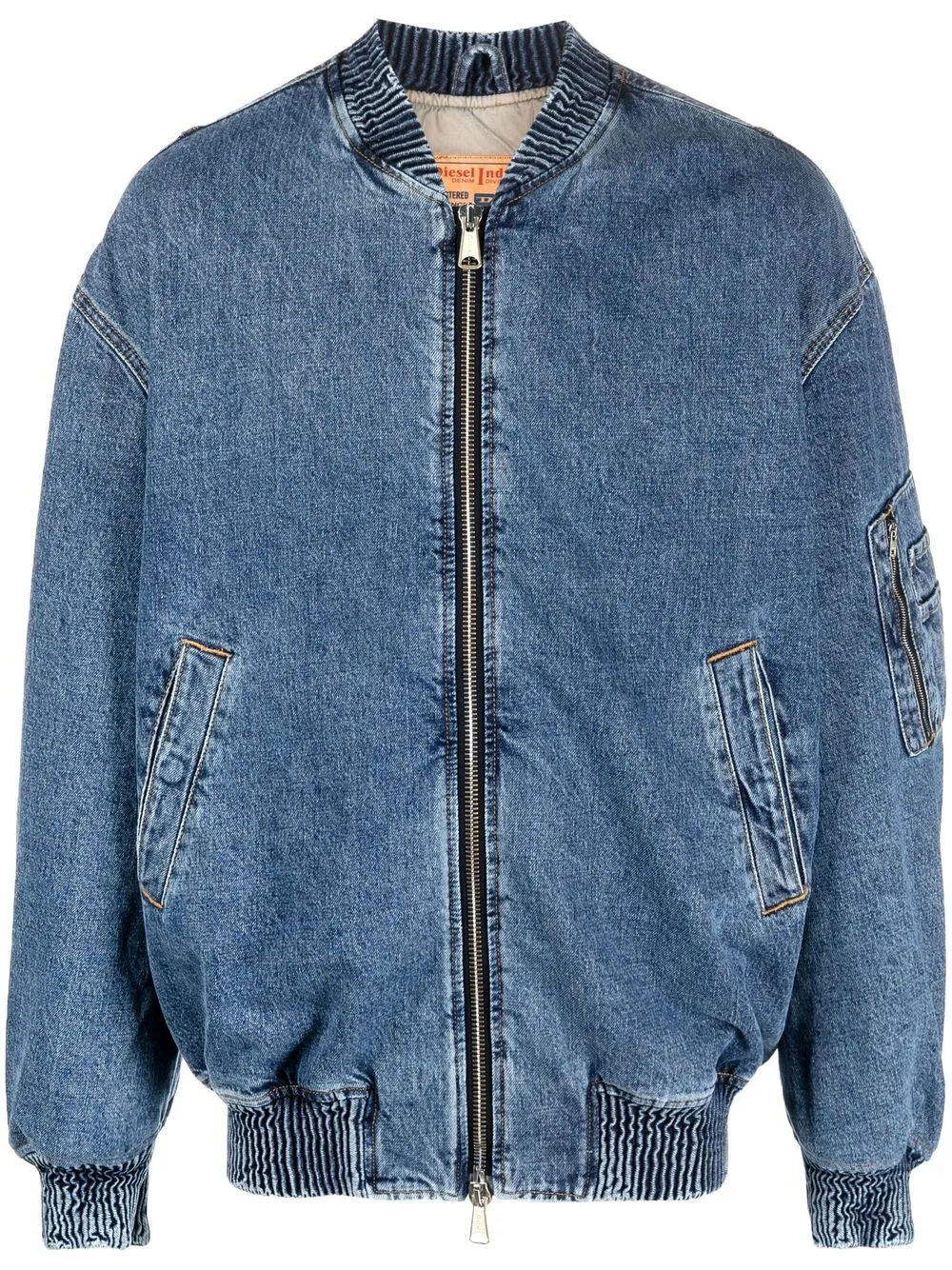 Stand collar zip shop up denim jacket