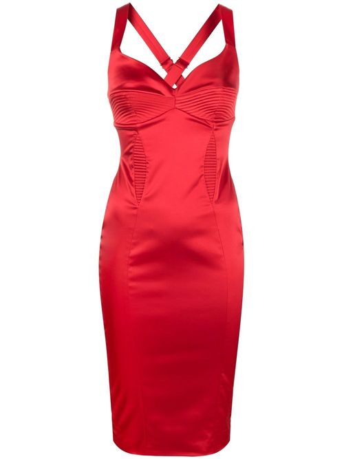 Satin bustier midi dress in red - Dolce Gabbana