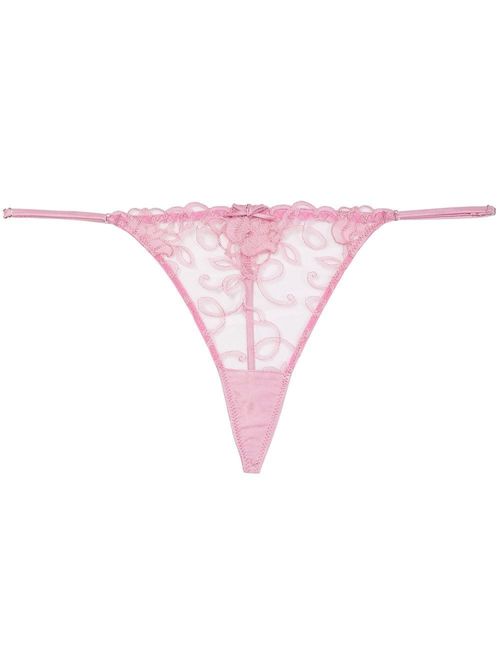 Fleur Du Mal Bella embroidered V-string thong - Pink, £57.00