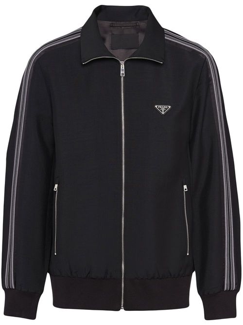 Prada triangle-logo blouson...