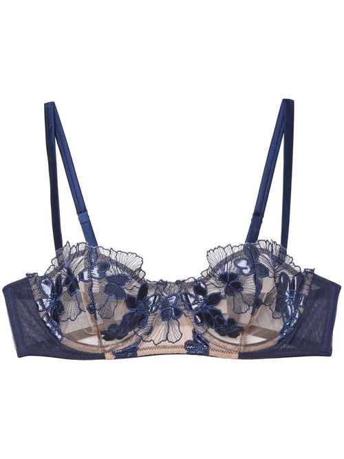 Fleur Du Mal Balconette lace-trim bra - Blue, £214.00