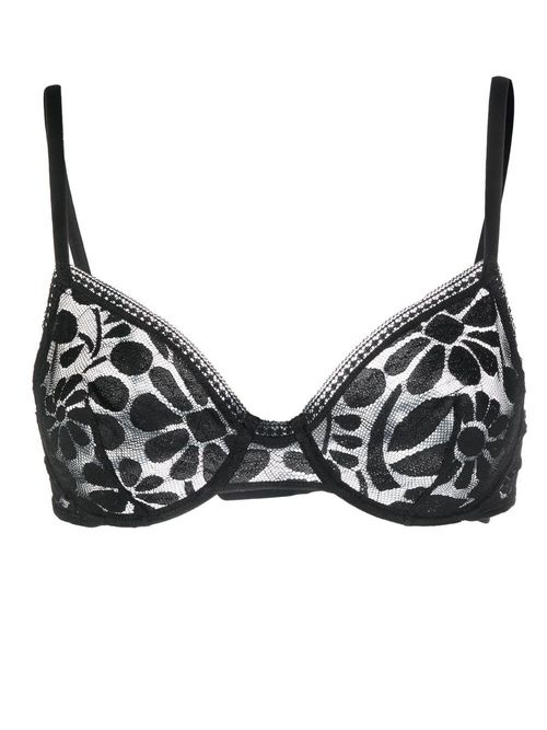 Black printed lace bra Leopard Line