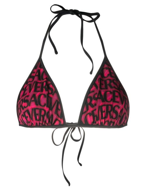 Versace logo-print bikini top...