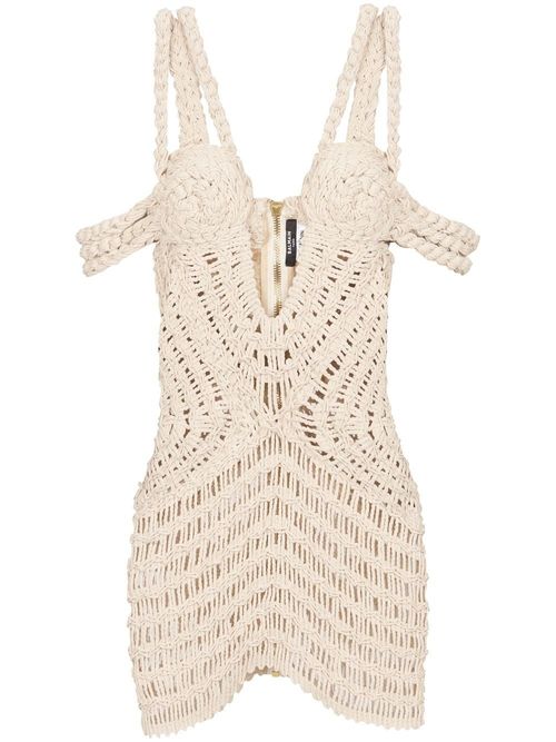 Balmain off shoulder macrame...