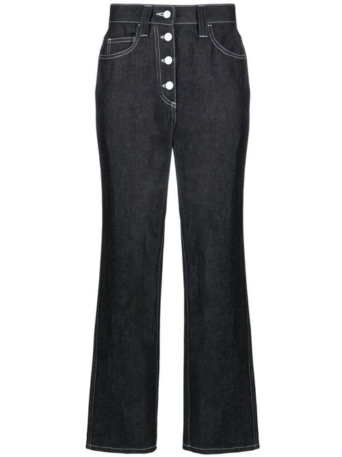 Embellished high-rise flared jeans in blue - Patou