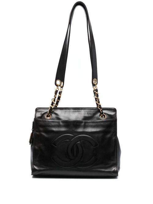 CHANEL Pre-Owned 1996 CC logo-embossed clutch bag - Black, £3873.00