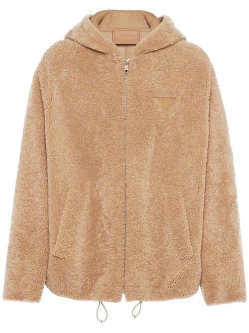 Prada hooded shearling jacket...