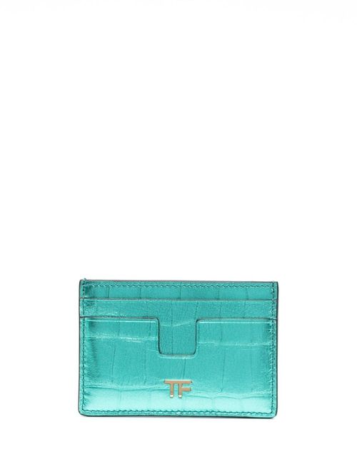 Green Crocodile-effect leather pouch, Tom Ford