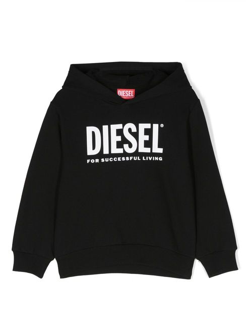 Logo-Print Cotton Sweatshirt Black – FOUR Kids