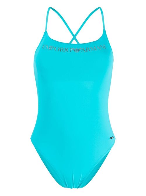 MISBHV Criss-Cross monogram-print Swimsuit - Neutrals