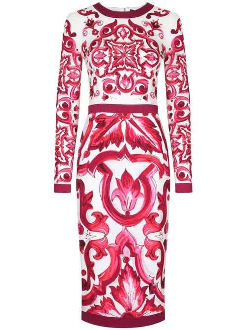 Dolce & Gabbana Majolica-print Midi Dress - Red
