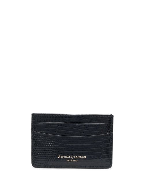 Slim Credit Card Holder in Midnight Lizard