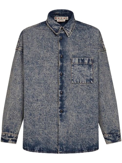 Marni marble-dyed denim shirt...