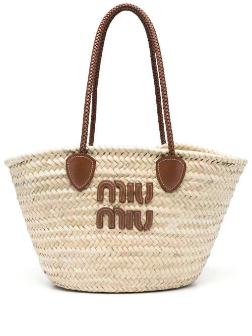 ETRO Straw Logo-Patch Tote Bag