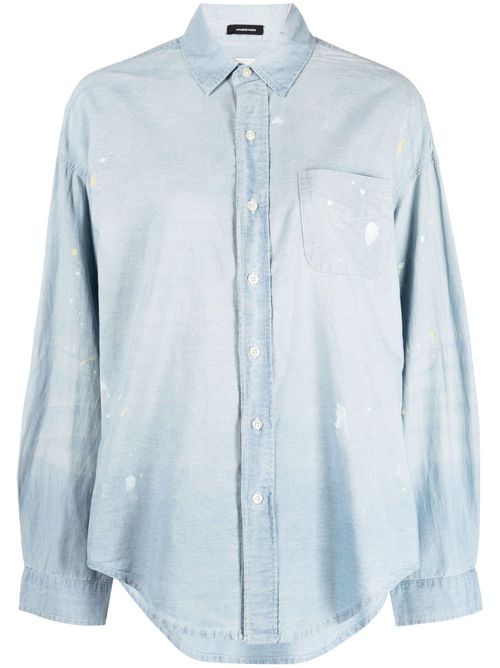 R13 paint-splatter chambray...