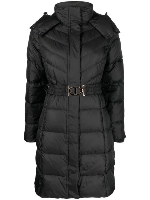 TWINSET hooded belted puffer...