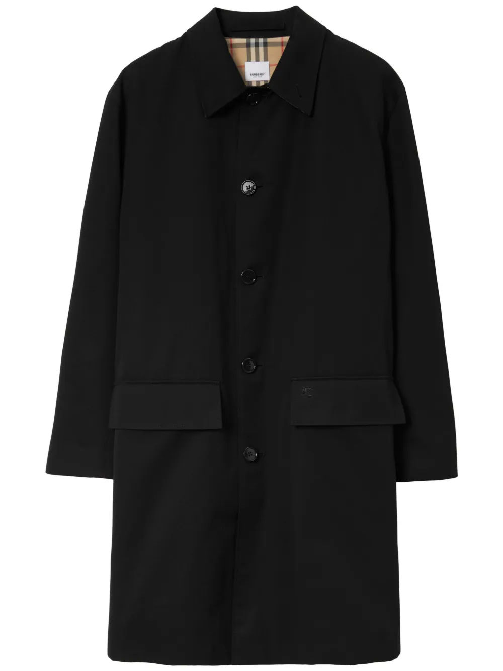 Burberry single breasted gabardine coat Black 1790.00