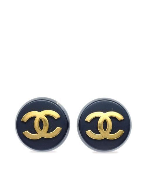 Chanel Pre-owned 1985-1993 CC Oversized Button Earrings - Gold